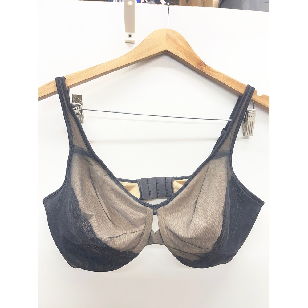Lilyette by Bali Enchantment Minimizer Bra 38D Black Beige Lace 0456 Underwire